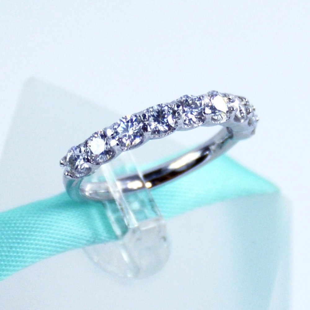 3MM White Moissanite Diamond Wedding Band 925 Sterling Silver, Platinum Plated